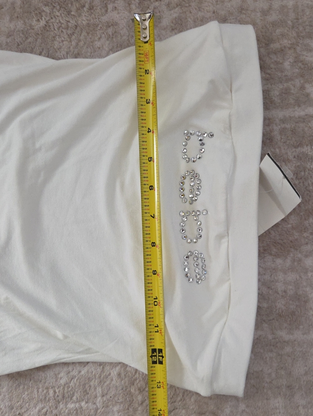 Authentic Y2K vintage Bebe Logo White Strapless Dress with Crystal Embellishment - Picture 9 of 10